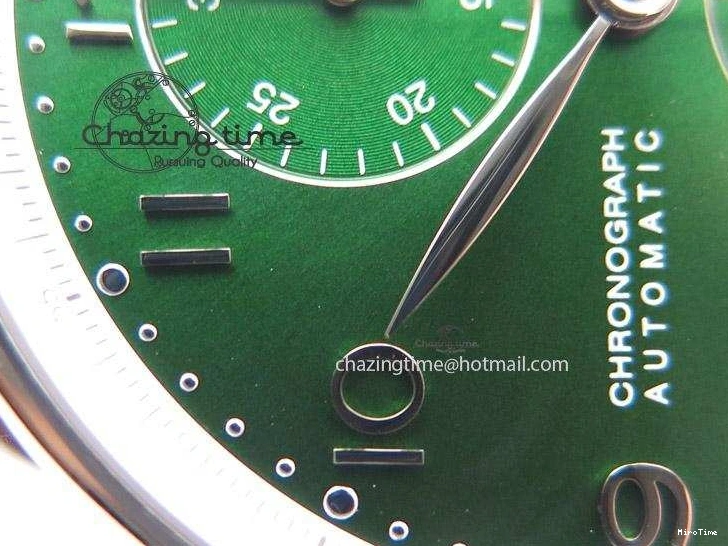 MIROTIME 1228 Versatile Portuguese 40mm Chrono SS Green Dial On Green Leather Strap A 7380